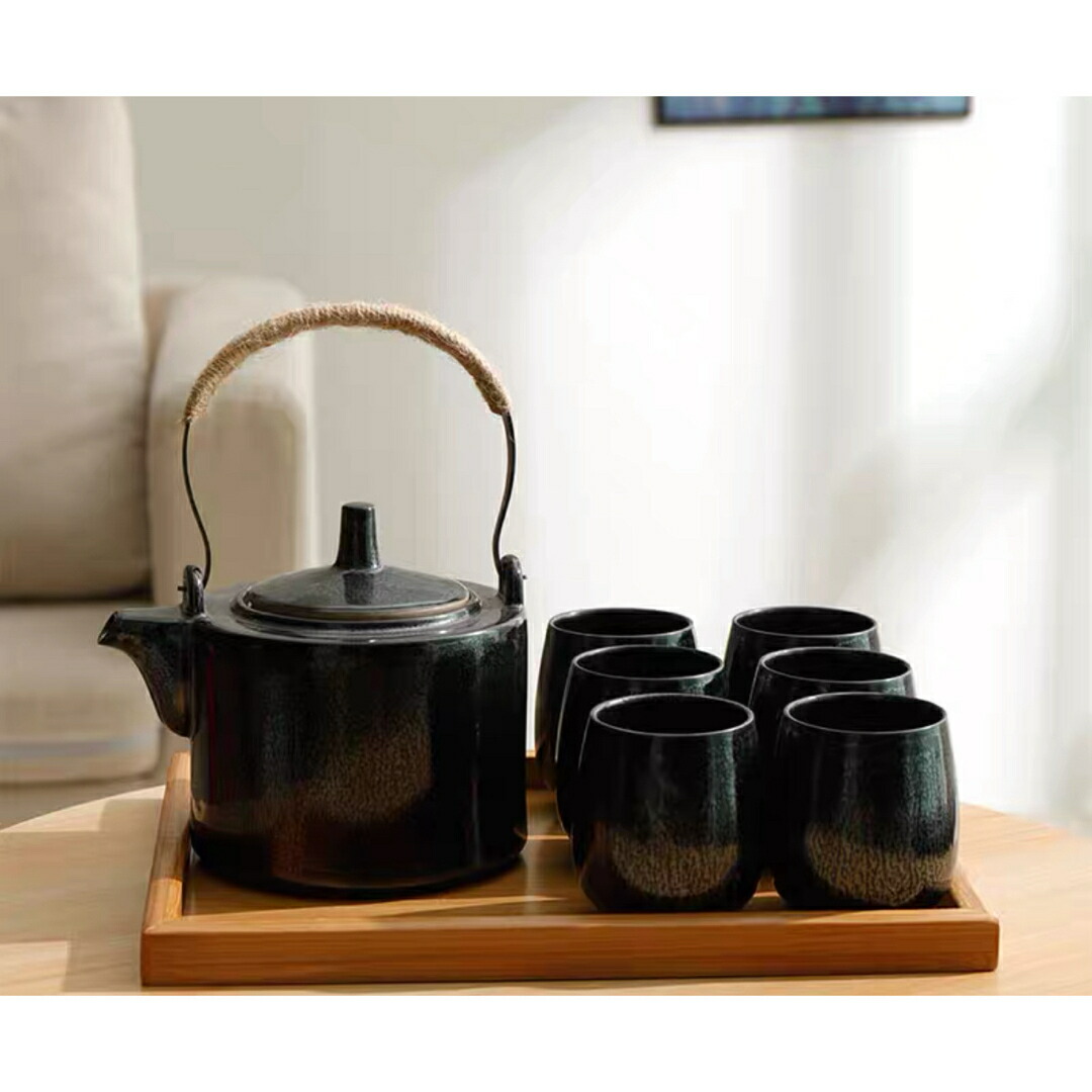 6客茶器揃 湯呑 急須ポット ．茶器仕かける ティーセット  御盆付き添い人 ライト・照明器具-フロアスタンド・ランプ-インテリア・寝具・収納