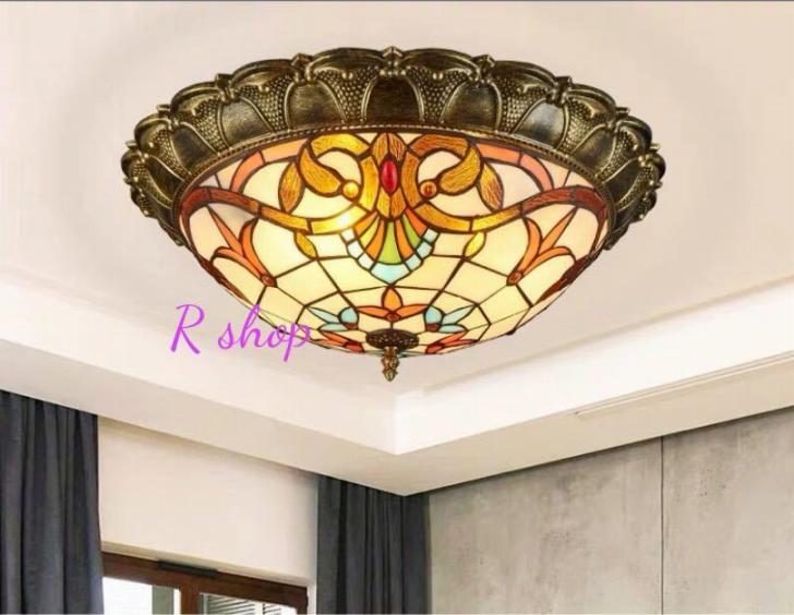 天井照明ステンドグラスランプ ペンダントライト ガラス工芸品 ステンドグラス 電源直結タイプ