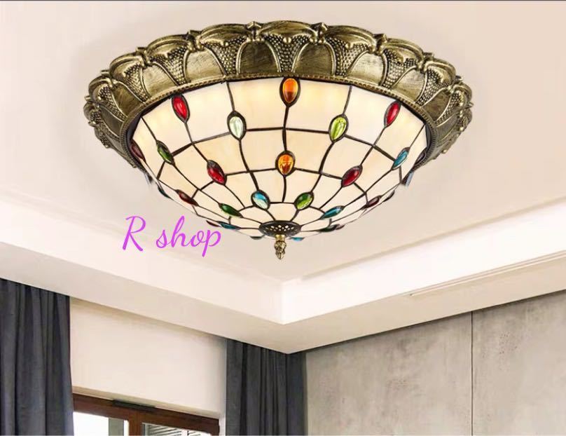 天井照明ステンドグラスランプ ．ペンダントライト ガラス工芸品 ステンドグラス 電源直結タイプ