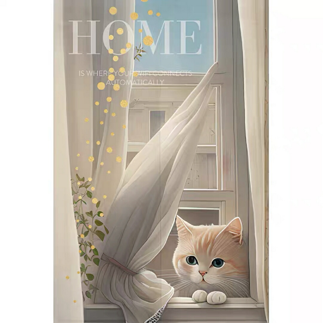のれん ロング 貸し 85×150 中仕切り 洋風 インポート雑貨 猫柄