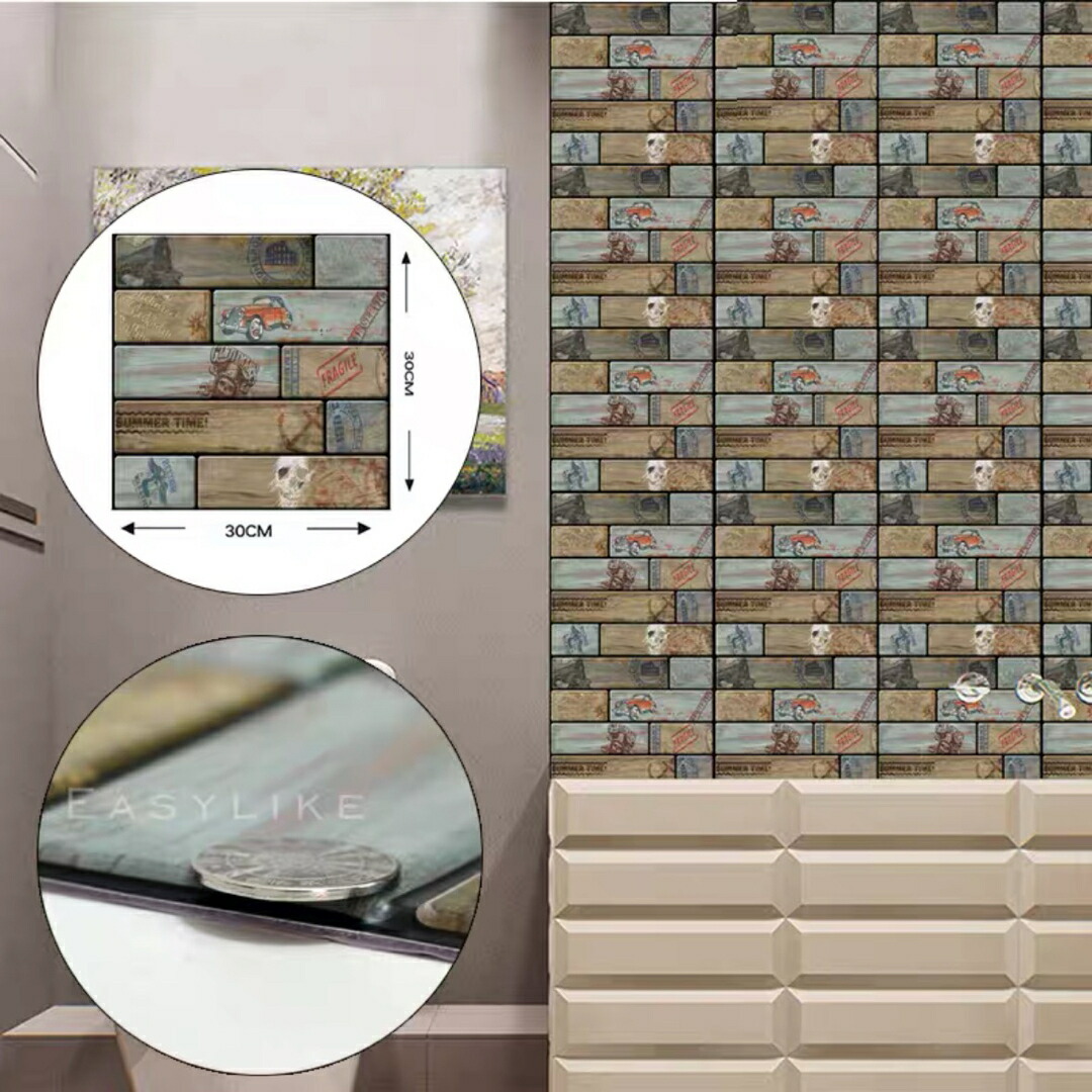 3D壁紙 リメイクシート 剥がせる DIY リフォーム 防水 立体シール