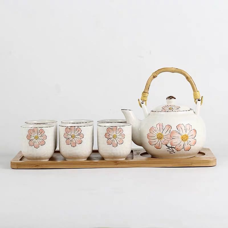 6客茶器揃 湯呑 急須 ポット 茶器セット ティーセット 食器 和風 花柄