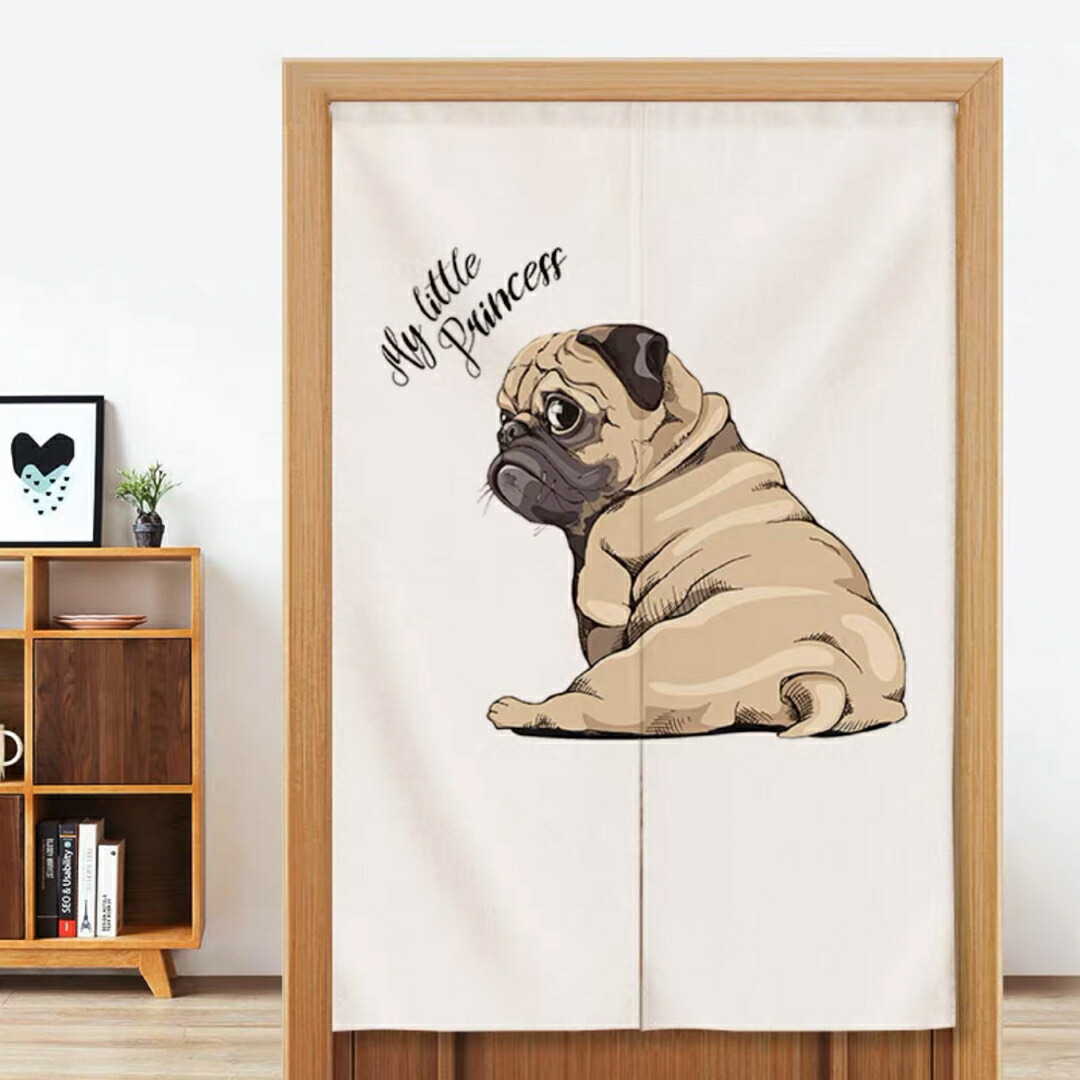 パグ のれん ロング 暖簾PUG犬柄 イヌ  間仕切り 洋風 おしゃれ パグ雑貨 imgrc0103433589.jpg