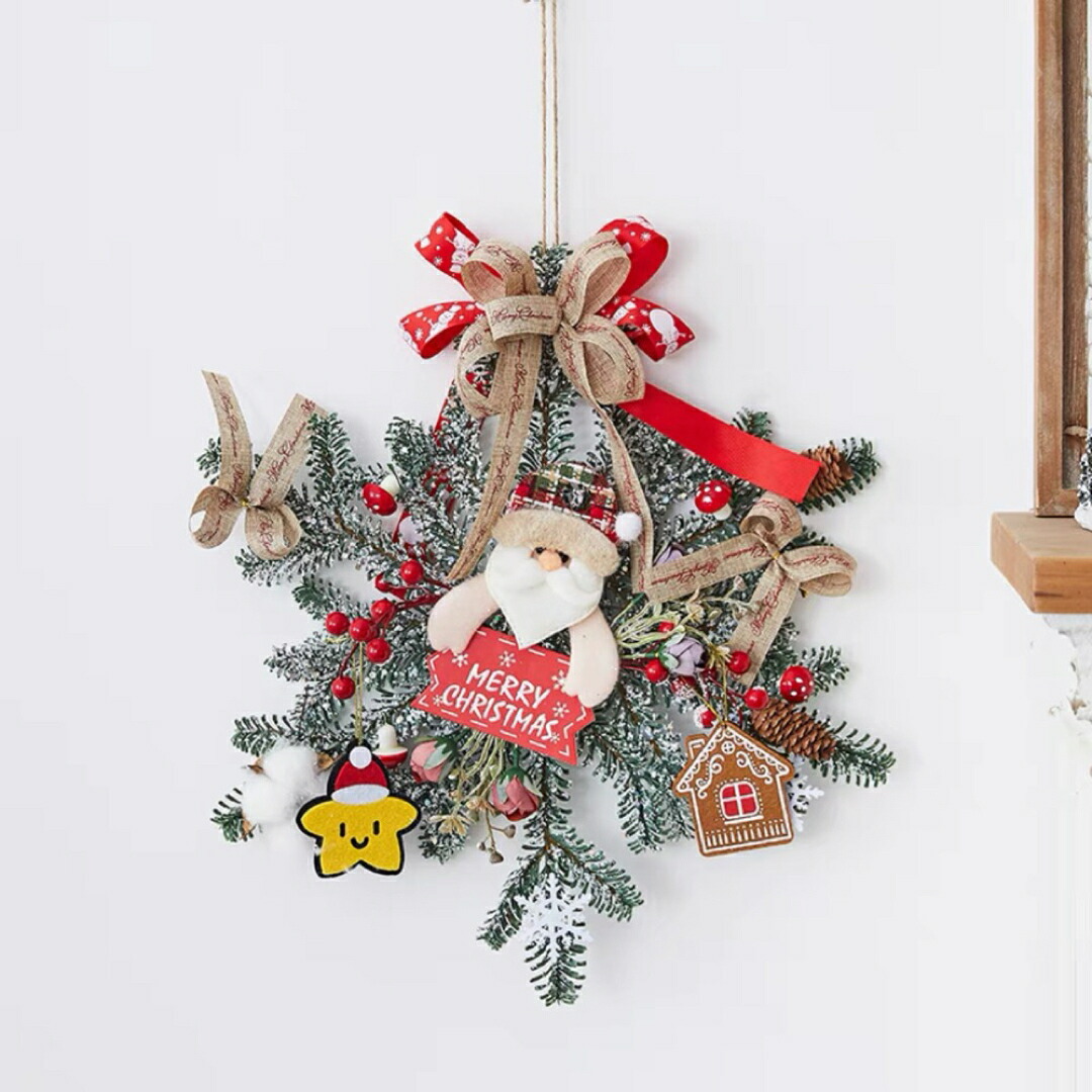 クリスマスリース クリスマススワッグ 壁飾り 人工造花 デラックスリース