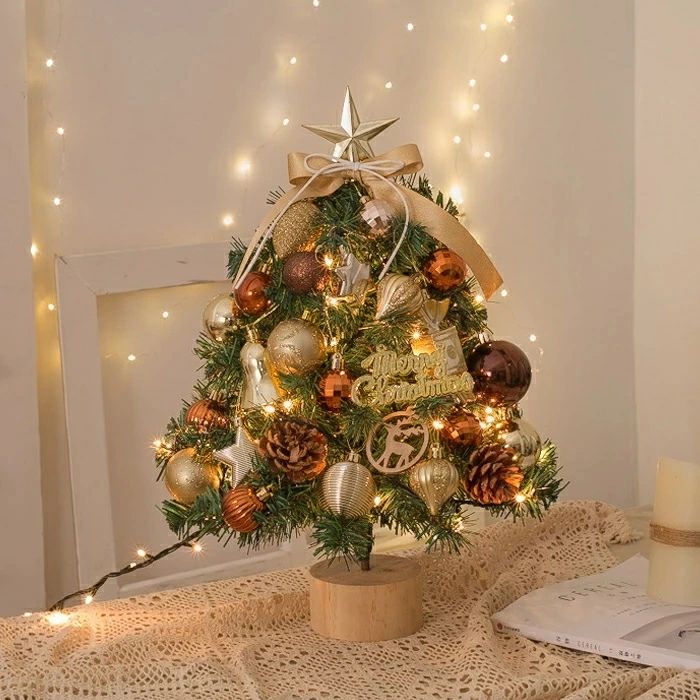 クリスマスツリー 卓上 45cm ミニツリー 小型　クリスマス飾り 常時点灯/点滅ライト LEDイルミネーション オーナメント おしゃれ キラキラ 雰囲気満々 暖かい 北欧　簡単な組立品 飾り 部屋 商店 おもちゃ プレゼント 送料無料