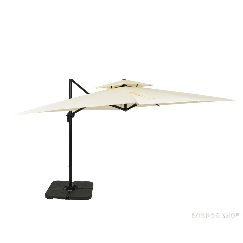 直径300cm 30+UPF紫外線 対策角度調整 2層 アルミ製 専用ベース付き パラソル ガーデンパラソル 長方形 大型 ビーチパラソル ガーデニング 庭 キャンプ 日傘 家庭での使用 商業利用 海辺 プール 海の家【アイボリー】|BOBDOG SHOP