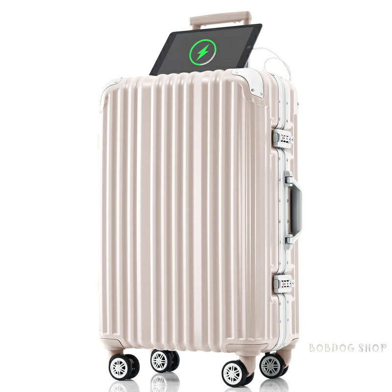 スーツケース Sサイズ 機内持ち込み アルミ ストッパー付き USBポート カップホルダー キャリーケース キャリーバッグ アルミフレーム 2日~3日 大容量 超軽量 軽い おしゃれ かわいいダブルキャスター小型 suitcase｜BOBDOG SHOP