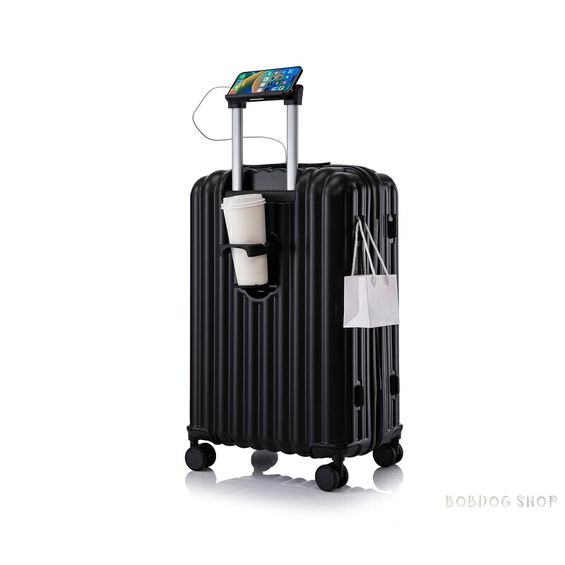 スーツケース 機内持ち込み 軽量 キャリーバッグ Mサイズ USBポート付き ドリンクホルダー付 ダブルキャスター スムーズ 静音 静か かわいい おしゃれ 4日～7日用 電車 おすすめ 女性 頑丈 海外 修学旅行 suitcase｜BOBDOG SHOP