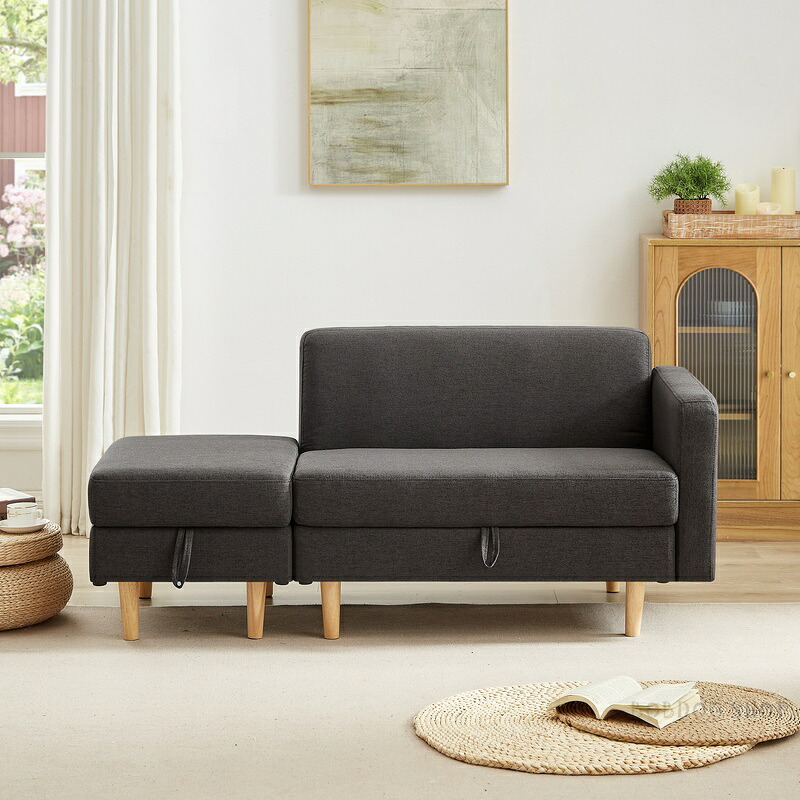 One Arm 2 Seater sofa+Ottoman 寝椅子 2人掛け 納める付き添い人  オットマン付き添い人 織り地 肘掛け 木脚外し能力のある 置き目寝椅子 パウダーコンパクト 高だか生活様式  カウチソファー