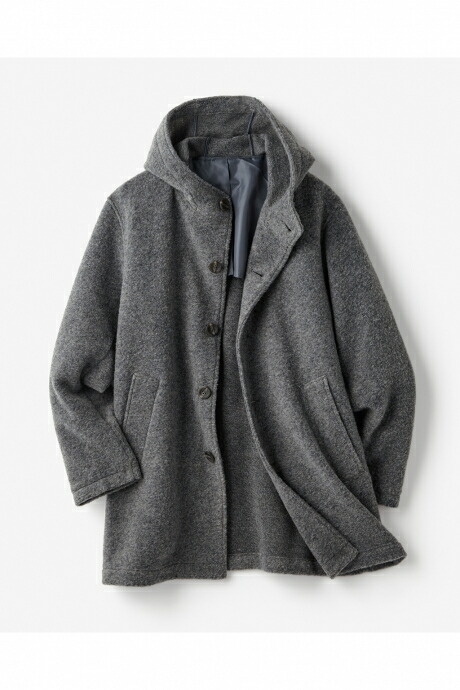 セール45%OFF 【ドゥクラッセ】 ウール混ストレッチボア・フーデッドコート メンズ ( S～XXL ) 30代 40代 50代 大人、輝く服 【DoCLASSE】