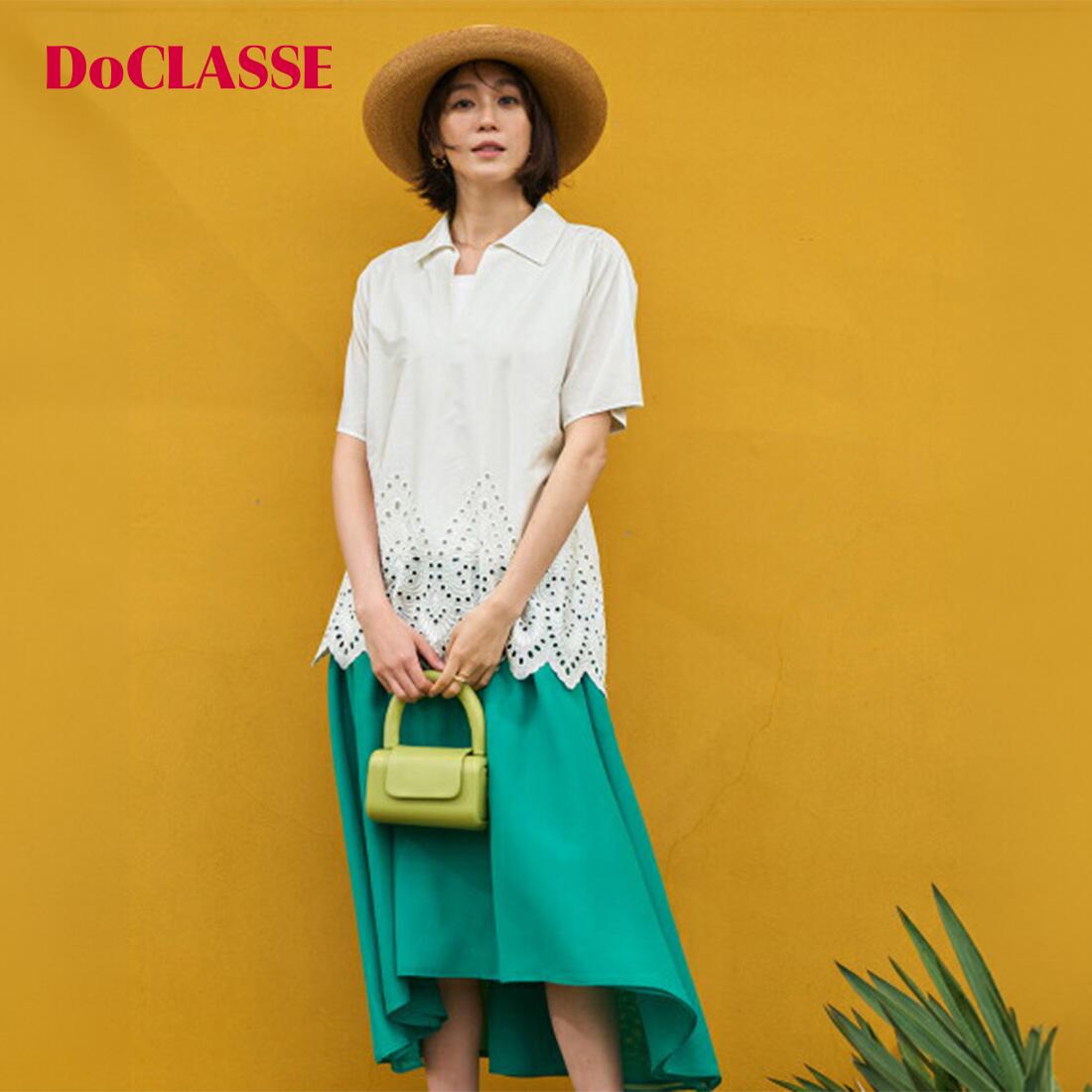 【2点以上で10％OFFクーポン】【ドゥクラッセ】 チュニック カットワークレース・スキッパーシャツ レディース ( 7～15 ) 30代 40代 50代 大人、輝く服 【DoCLASSE】｜DoCLASSE 8,242円