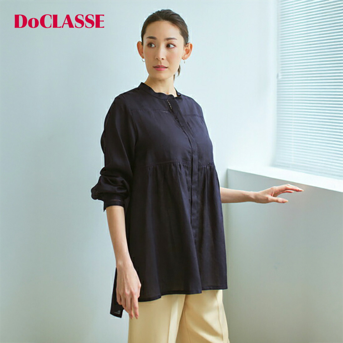 セール31%OFF 【ドゥクラッセ】 シャツ ブラウス シアーラミー・ハシゴレースロングシャツ レディース ( 7～15 ) おしゃれ きれいめ 30代 40代 50代 大人、輝く服 【DoCLASSE】