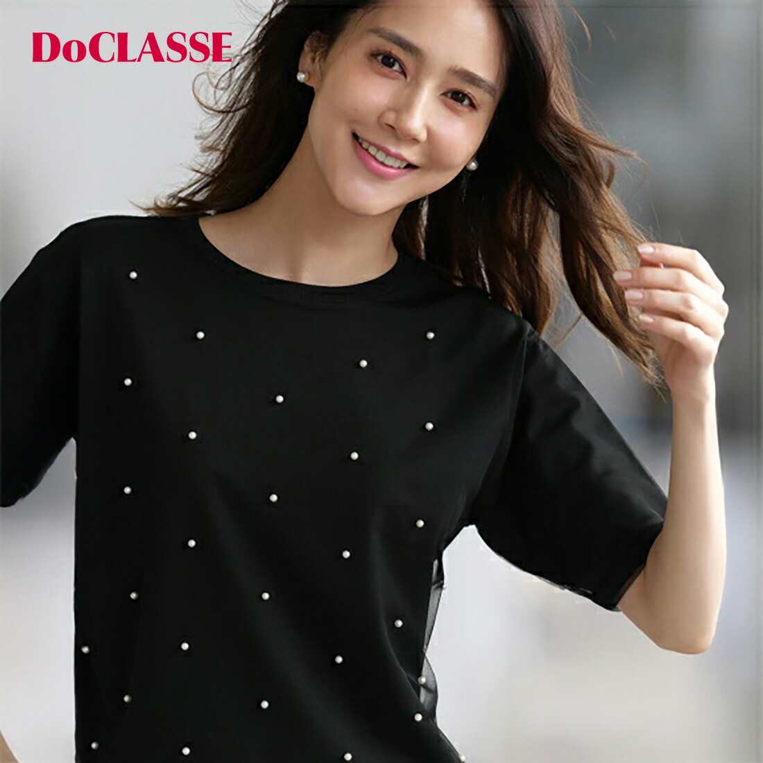 セール47%OFF 【ドゥクラッセ】 ニット セーター シアーレイヤードニット・パール付きトップス レディース ( M～XL ) おしゃれ きれいめ 30代 40代 50代 大人、輝く服 【DoCLASSE】