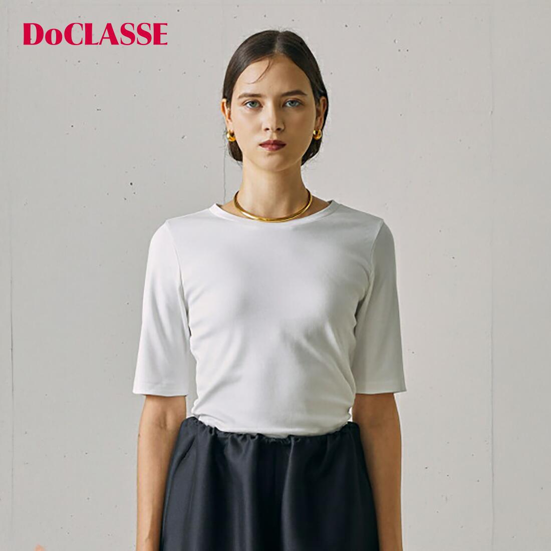 【ドゥクラッセ】 ピュアコットンスムース/5分袖T レディース ( S~L ) 30代 40代 50代 大人、輝く服 【DoCLASSE】
