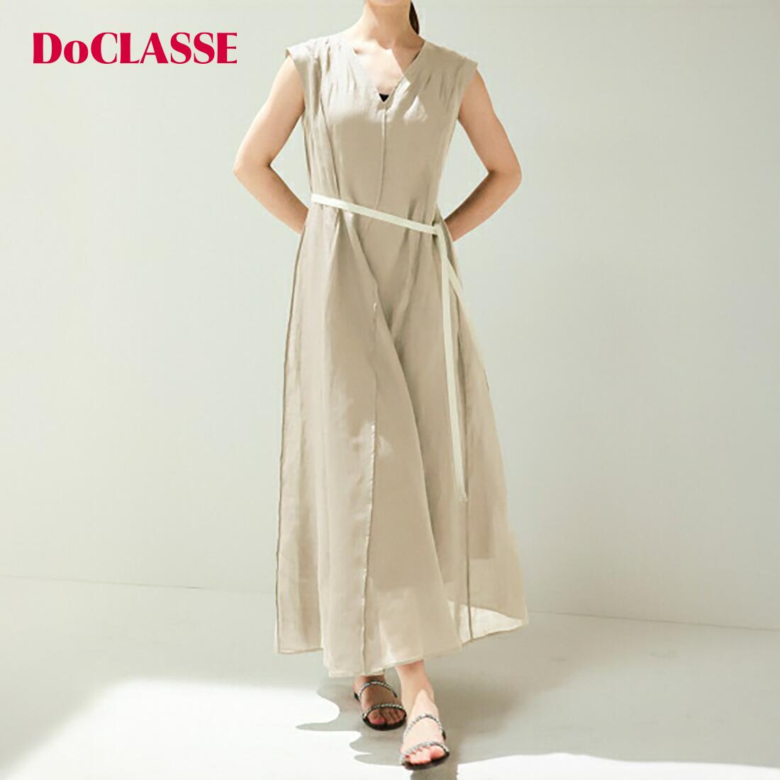 セール34%OFF × 【クーポンで10％OFF】【ドゥクラッセ】 ロイヤルラミー・バイアスワンピース レディース ( M～L ) 30代 40代 50代 大人、輝く服 【DoCLASSE】