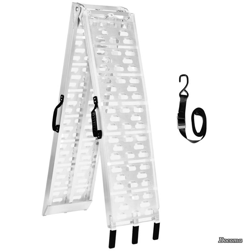 【貨物輸送無料】アルミラダー 1本 226cm×30.5糎 耐荷重340kg 折りたたみ式 軽さ 上滑り打ち切り産業 くっ付ける胴締め付き添い人 自動二輪車・ATV 軽虎・トレーラ用