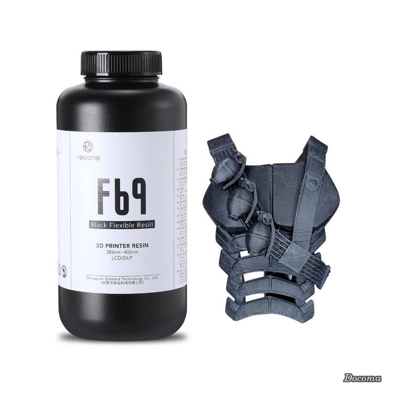 【送料無料】F69 フレキシブルレジン TPU ライク ゴム弾性 耐引裂性 高伸び 光硬化樹脂 405nm LCD DLP MSLA 光造形 3D プリンター UV レジン (1000g ブラックレジン)|ドゥコマ