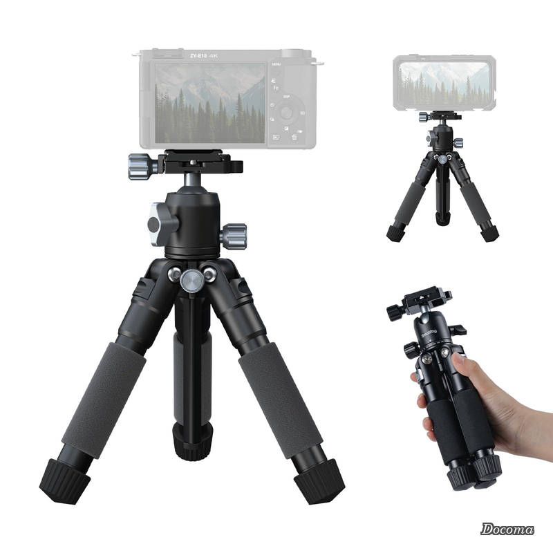 【送料無料】VT-20Pro 53.8cm ミニ三脚 ポータブルデスクトップ三脚 カメラ&スマホ用 アルミ合金製小型デスクトップ三脚 360°ボールヘッド/スマホクランプ付き 最大耐荷重5kg 5470|ドゥコマ