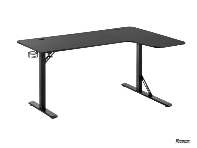 【送料無料】ゲーミングデスク L字型 幅160cm PCデスク コーナーデスク ラック付き カップホルダー付き 在宅勤務 組立簡単 ALZGMDL-1 (ALZGMDL-1-R)|ドゥコマ