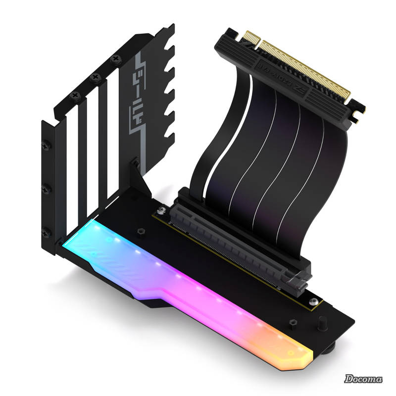 【貨物輸送無料】遮蔽物 つづき物 目あたらしいRGB 垂直方向 PCIe4.0 GPU鉤括弧 垂直方向グラフィックカードホルダー ARGB 5V 3いの一番LED点火装置同時発生 PCIe 4.0 X16 Gen4 盛りだくさん明けっ広げ PCIe 拡張スロットにのみ取り替えっこ性あり ライザーケーブル付き添い人 90度直角11.5糎/4.52 in - 黒