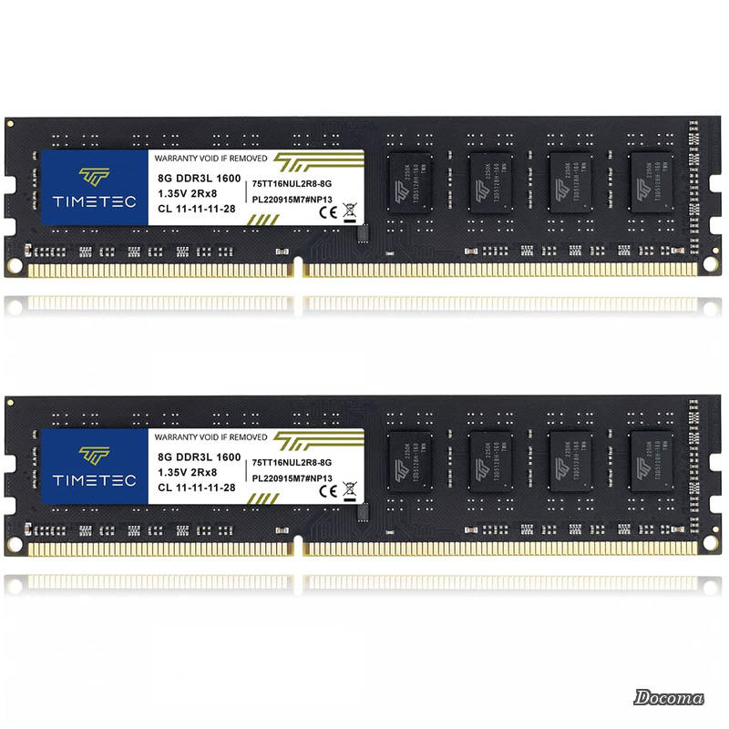 【貨物輸送無料】Premium DDR3L 16GB KIT(8GBx2枚) 事務机いの一番パソコン用記憶装置 DDR3 1600MHz (DDR3L-1600) パソコン3L-12800 / パソコン3-12800 Non-ECC Unbuffered 1.35V/1.5V CL11 2Rx8 240 Pin UDIMM