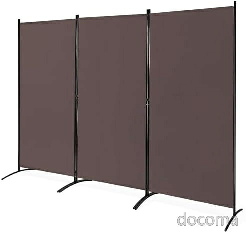 【送料無料】パーテーション 間仕切り 3連 幅260cm ブラウン 目隠し 衝立 オフィス 会議室 クリニック カフェ 簡単設置 プライバシー確保 高品質｜ドゥコマ