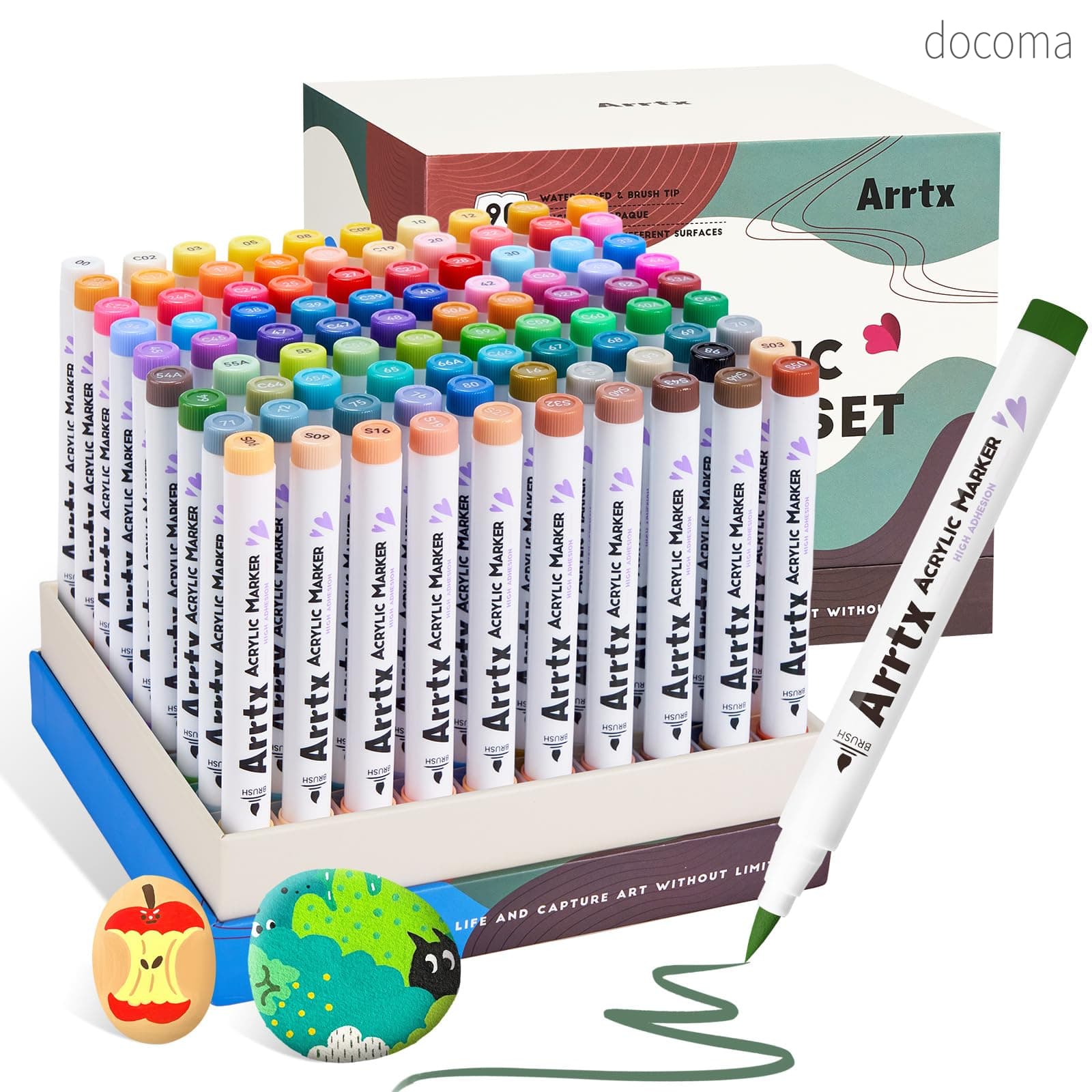 【貨物輸送無料】90色 絵の具目じるし 絵の具書き込み アクリルペイントペン 絵書き 成年者 塗り絵 絵を描くこと用 - ロックペインティング、白木、帆布、DIY手工芸品仕立て上げる用の加えること毛はらい手当て 美術設備