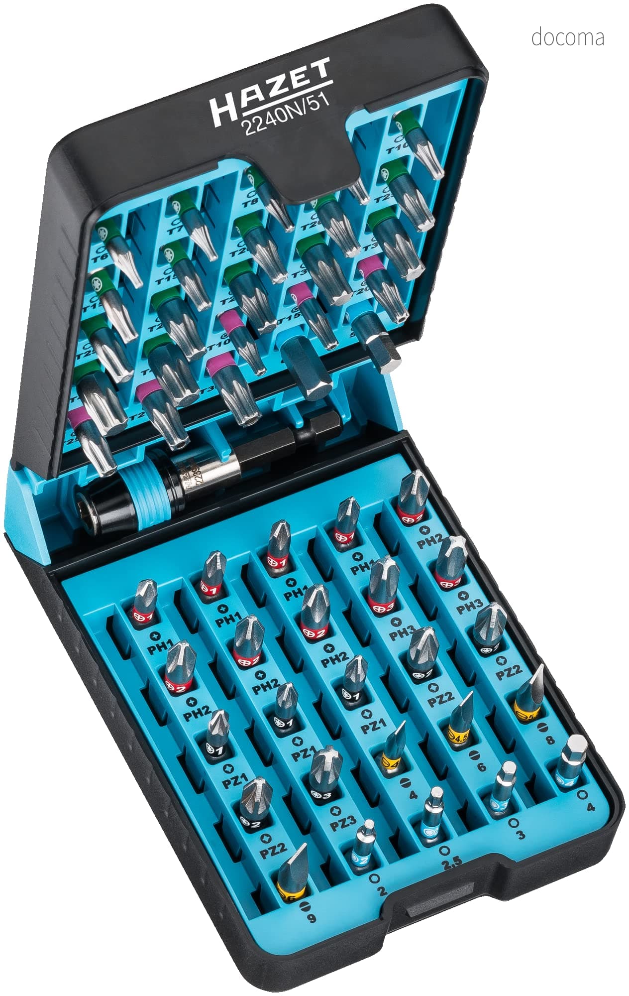 【送料無料】2240N/51 ビットセット ドライバービット 電動ドライバー用 インパクトドライバー対応 マルチビット 51点セット 差込角6.3mm 1/4インチ プラス マイナー トルクス ヘックス ポジドライブ 六角 星形 精密ドライバー 工具セット ツールセット DIY 模型 プラモデル|ドゥコマ