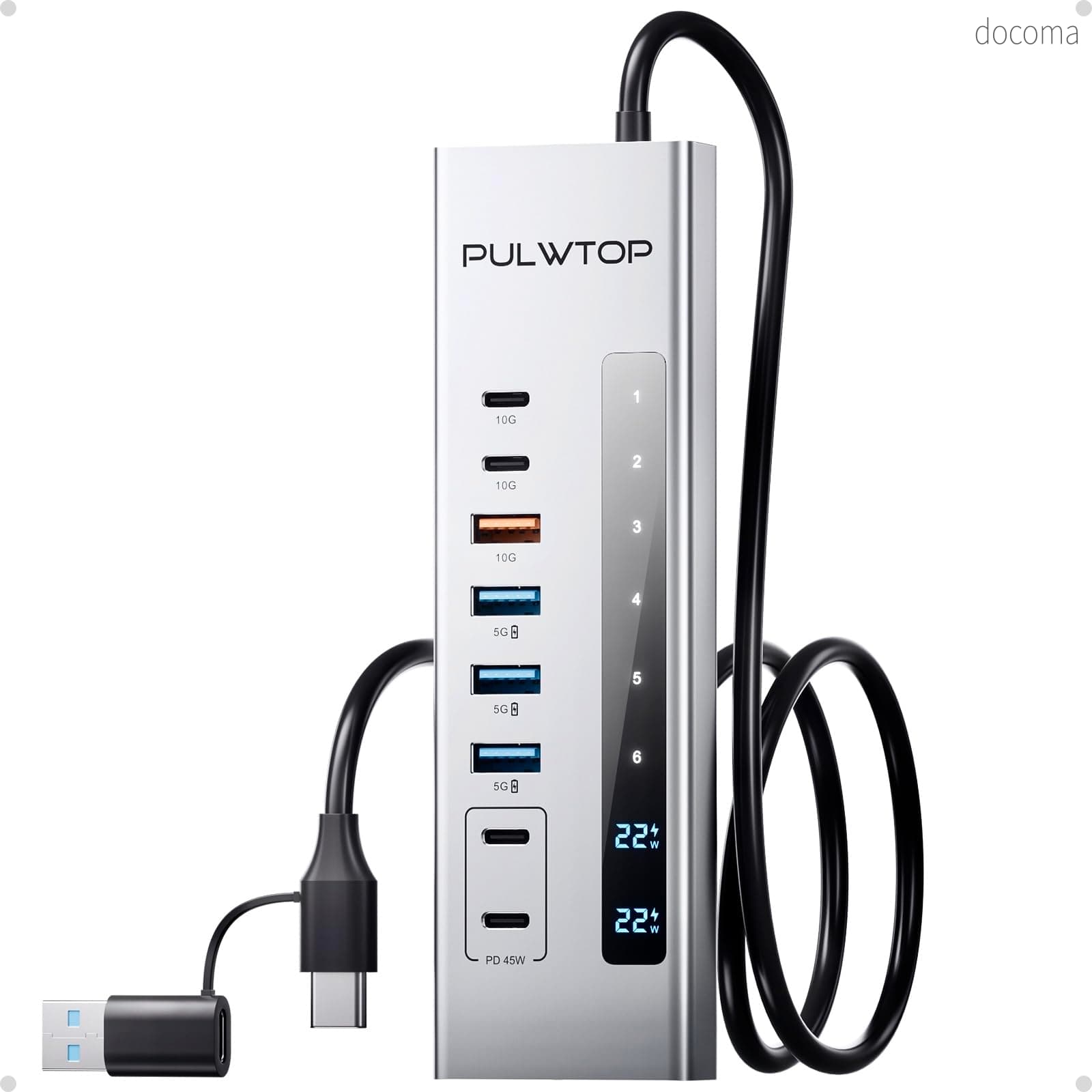 【貨物輸送無料】USB C こしき、PULWTOP 11-インチ-1 USB こしき、SD/TF、USB-C 10Gbps × 2、USB-A 5/10Gbps × 4、24/45W Type-C PD 申し受ける界面 × 2 (映像媒体非相応う)、USB パ言葉 こしき (72W DC アダプタ属する)
