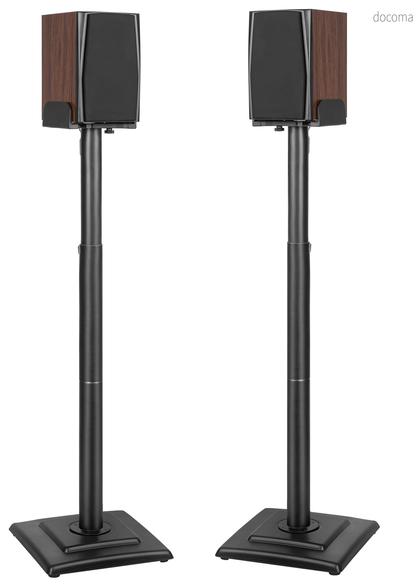 【送料無料】スピーカースタンド クランプ スピーカー台 2台1組 高さ調整可能92-116cm 天板: 幅12.7~25.4cm x奥行13cm 幅調整可能 中小型スピーカー フロア置き型 耐荷重各5kg ブラック｜ドゥコマ