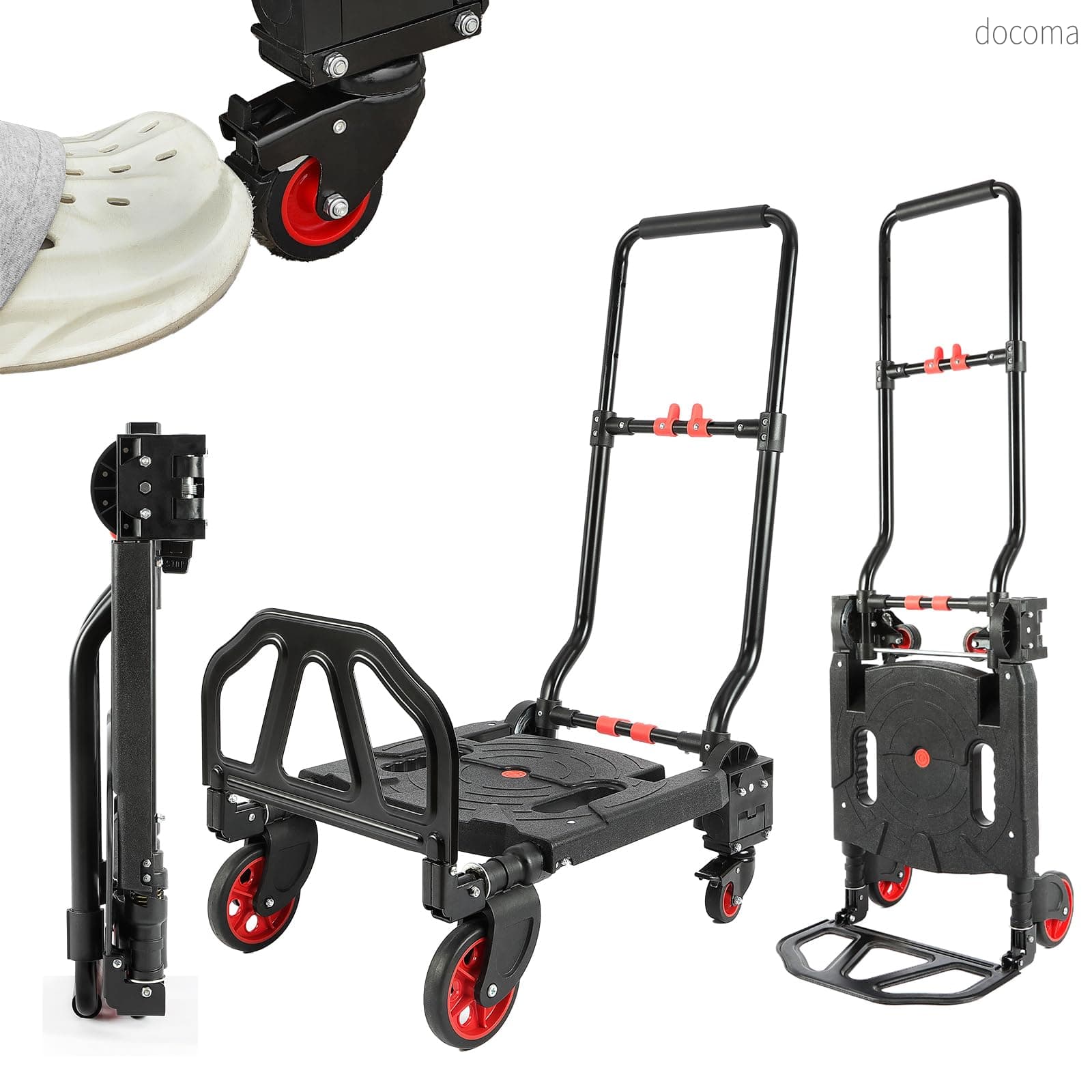【貨物輸送無料】折りたたみ 耐荷重 150kg 2WAY 4 輪 2 輪うつり変わり 打ちきり付き添い人 静音キャスター 軽さ 7.70kg 精神的な統合不必要 パウダーコンパクト納める 持っていく手押し車(L)