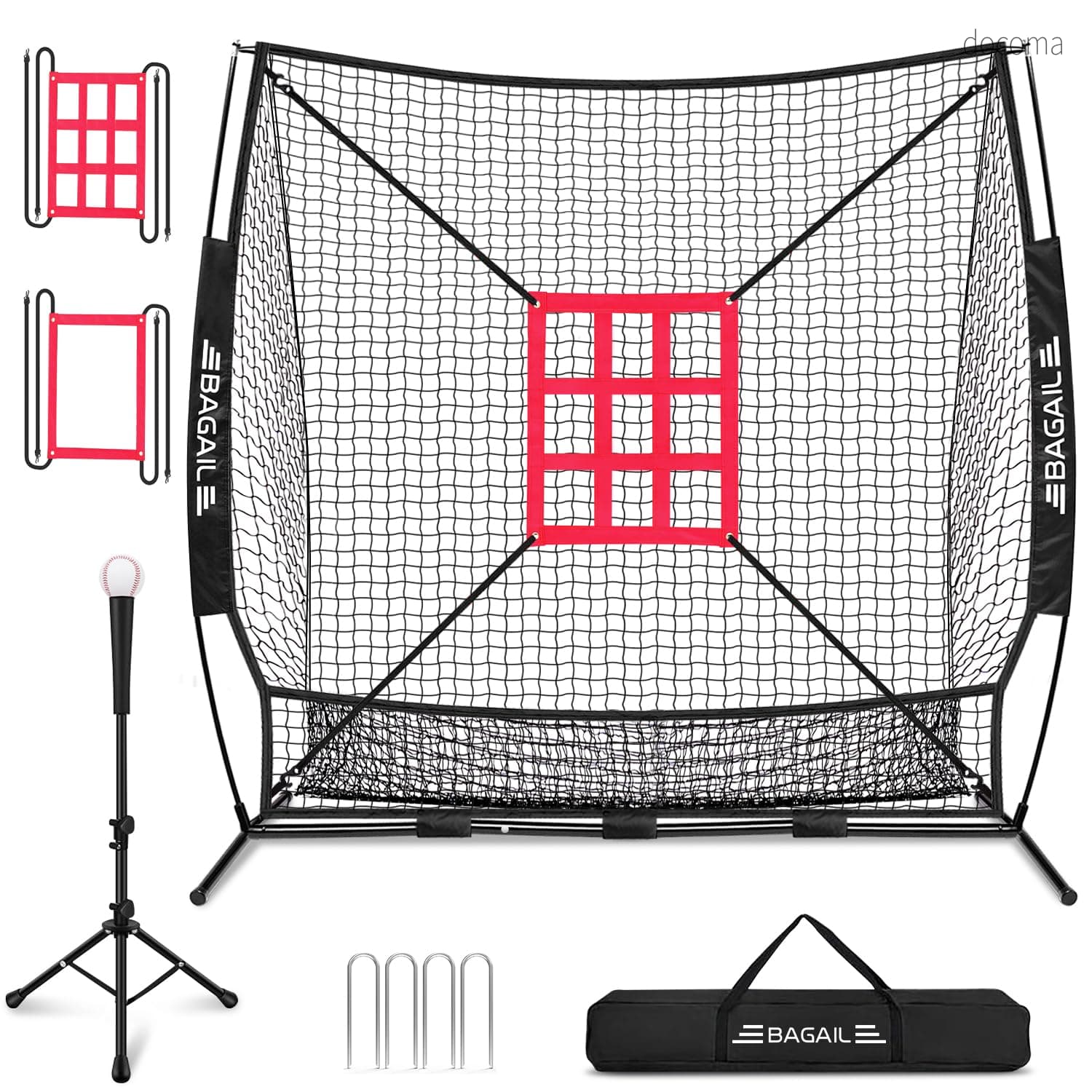 【送料無料】ベースボールネット 練習用 バッティングネット ピッチングネット スチール製 野球器具 硬式/軟式対応 打撃 投球 防球ネット ソフトボール練習ネット トレーニング 組み立て簡単 折り畳み 収納バック付き ９マス枠+口字型枠付き室内 屋外用 セット｜ドゥコマ