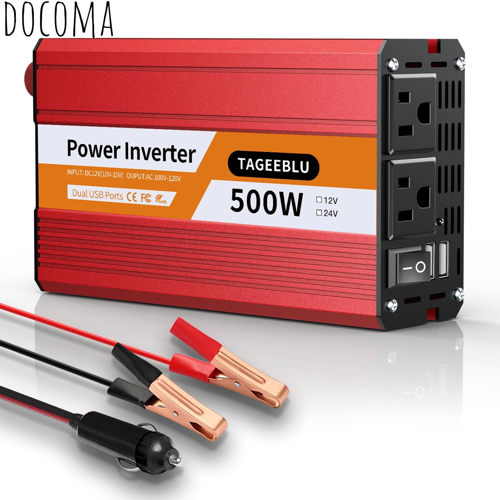 【送料無料】インバーター 12v 100v シガーソケット コンセント DC12VをAC100Vに変換 USB 2ポート搭載 車 インバーター 12V専用｜ドゥコマ