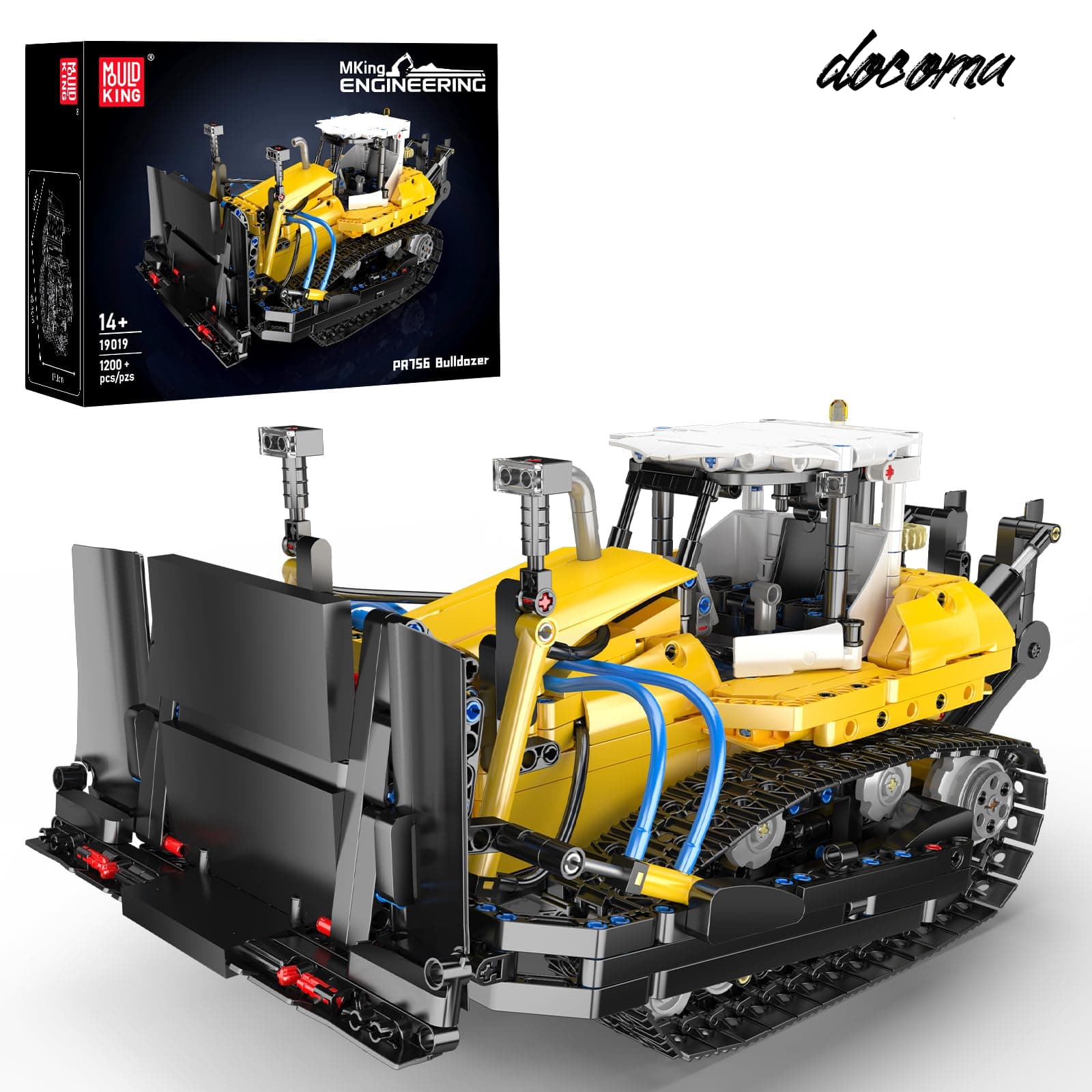 【送料無料】King 19019 エンジニアリングブルドーザー bulidng ブロックキット、静的なクローラーブルドーザー機械モデル、クランプブロックの大人および青少年のための建設玩具 （1200+ 部品）｜ドゥコマ