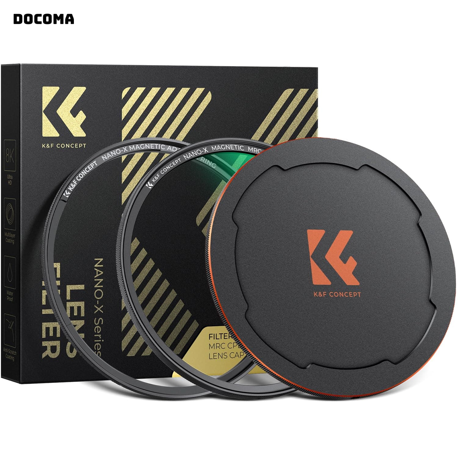 【送料無料】CONCEPT 82mm マグネットCPLフィルター+レンズキャップセット 磁気吸着 装着便利 光学ガラス サーキュラー コントラスト 反射調整用 28層ナノコーティング 超薄型 撥水防汚キズ防止 風景撮影のレンズフィルター【メーカー直営店】｜ドゥコマ