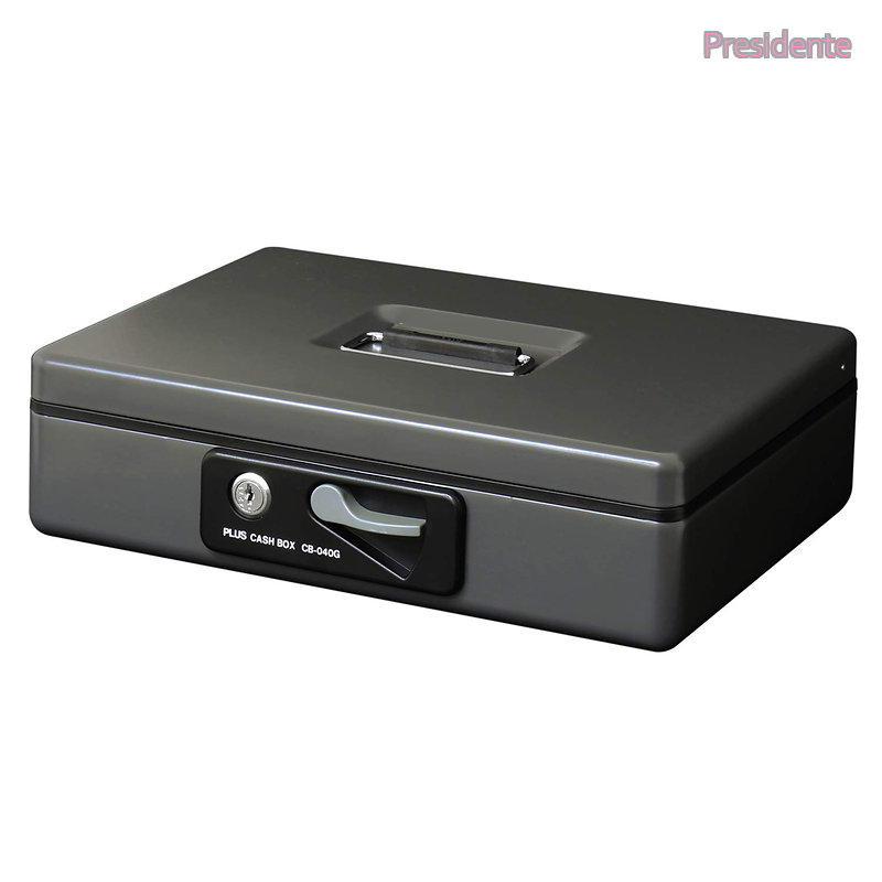 【送料無料】金庫 手提金庫 小型 W300&times;D240&times;80mm ダークグレー 13-126｜ドゥコマ