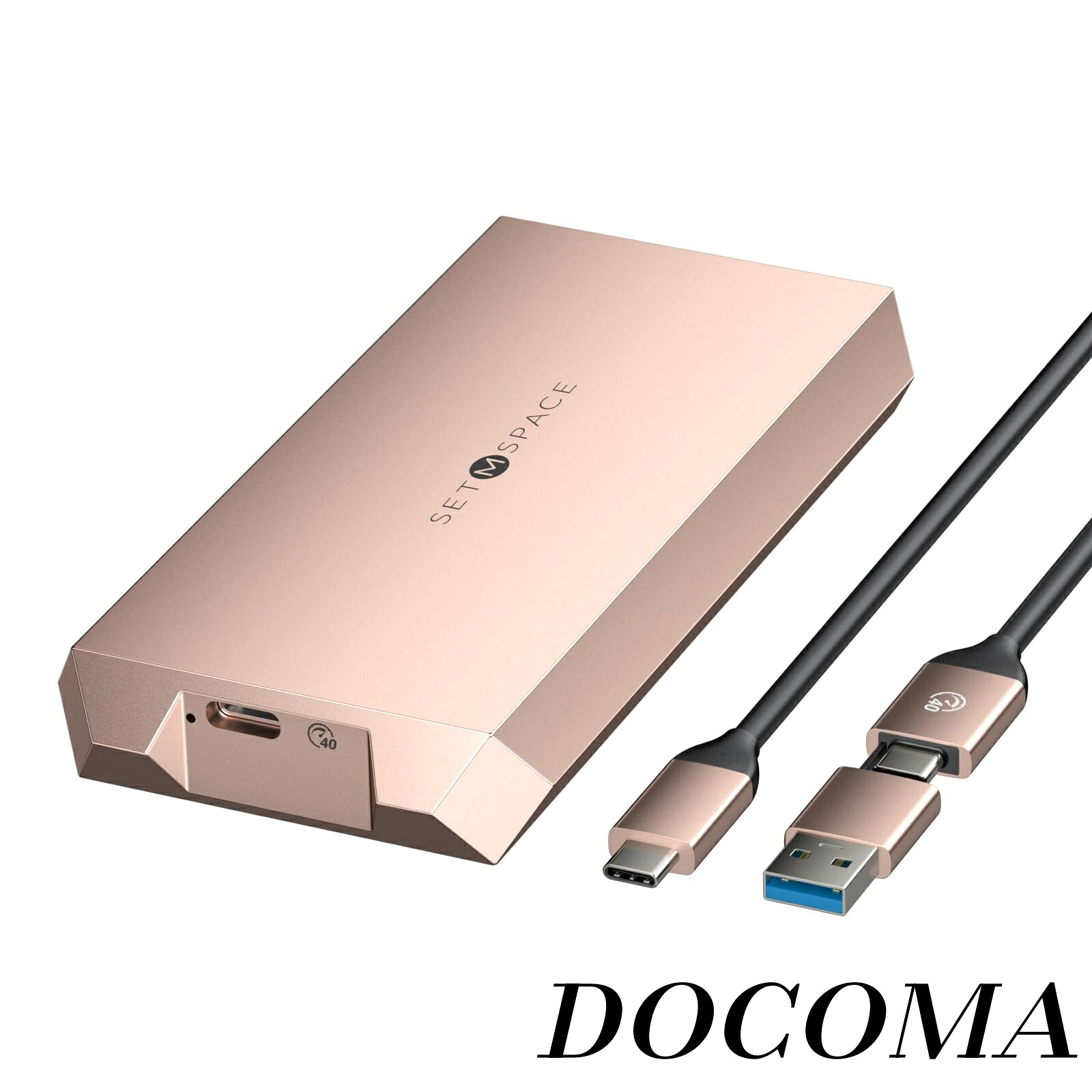 【まとめ買いで最大500円OFFクーポン!】【送料無料】外付けケース40 Gbps「タフガイ」対応Thunderbolt 3/4 M-Key PCIe NVME 2280 SSD用USB 4 M.2 SSDケース、ネジ固定式ソリッドアルミ合金エンクロージャ、USBC/Aケーブル付き-ピンク・メタル