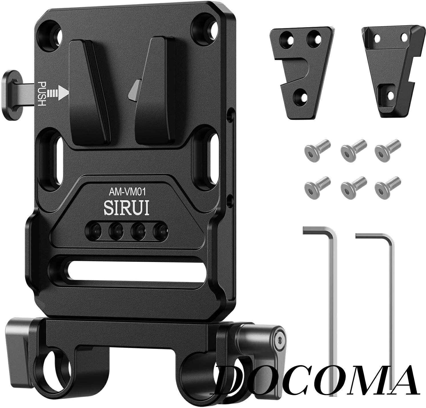 【まとめ買いで最大500円OFFクーポン!】【送料無料】V-Lock ベースステーションとウェッジキット、カメラ電源用デュアル 15mm ロッドクランプ付きユニバーサル V マウント バッテリープレート、マルチマウントポイント付きクイックリリースセット、AM-VM01