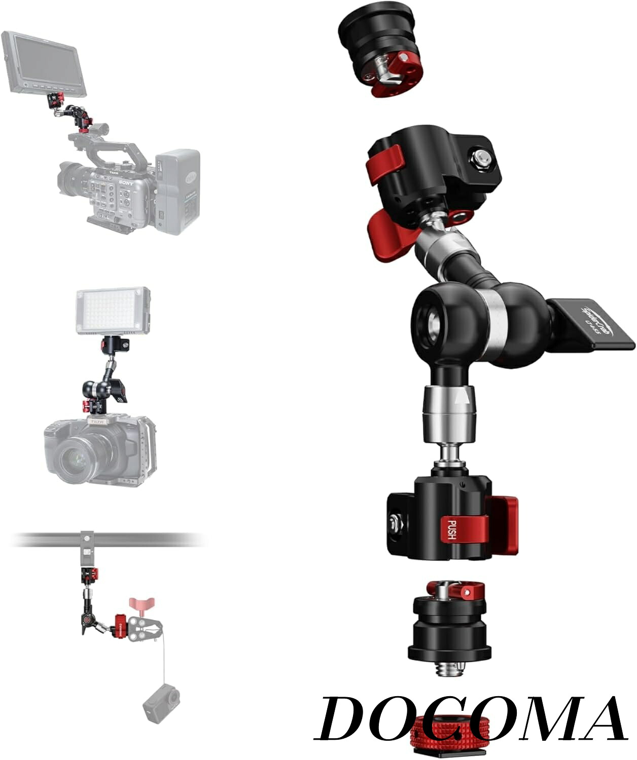 【まとめ買いで最大500円OFFクーポン!】【送料無料】Spider Crabマジックアームクランプ 7インチ(17.8cm) 調整可能フリクションパワー咬合マジックアーム1/4'' & 3/8''ネジ付きデジタル一眼レフカメラリグ/LCDモニター/LEDライト用 MA3-4
