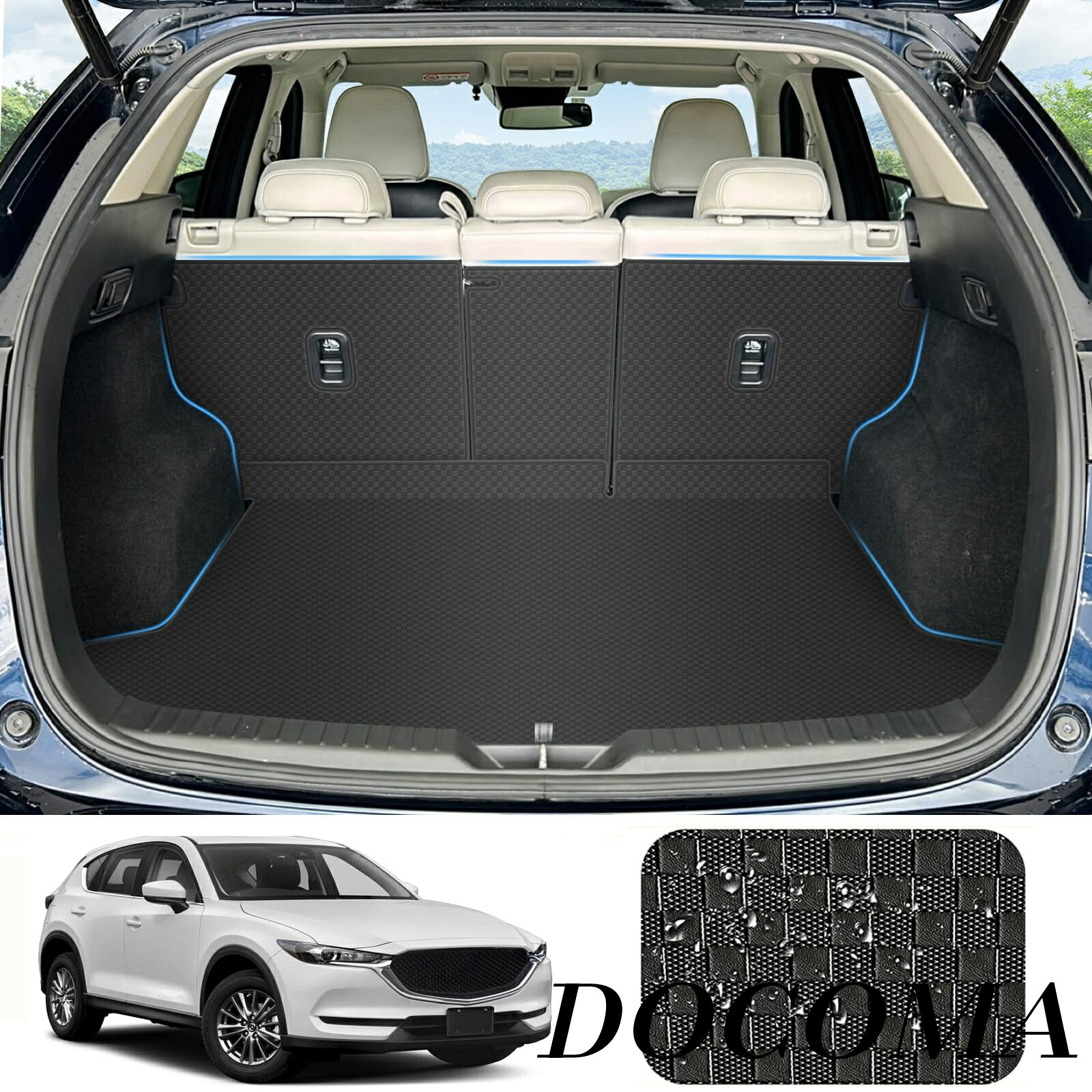 【まとめ買いで最大500円OFFクーポン!】【送料無料】CX-5 ラゲッジマット KF系 2017年?現行 トランクマット 背もたれカバー 車種専用 トランクマット 背面バックカバー 合成革材質 カーゴマット 耐汚れ 防水 タイプA