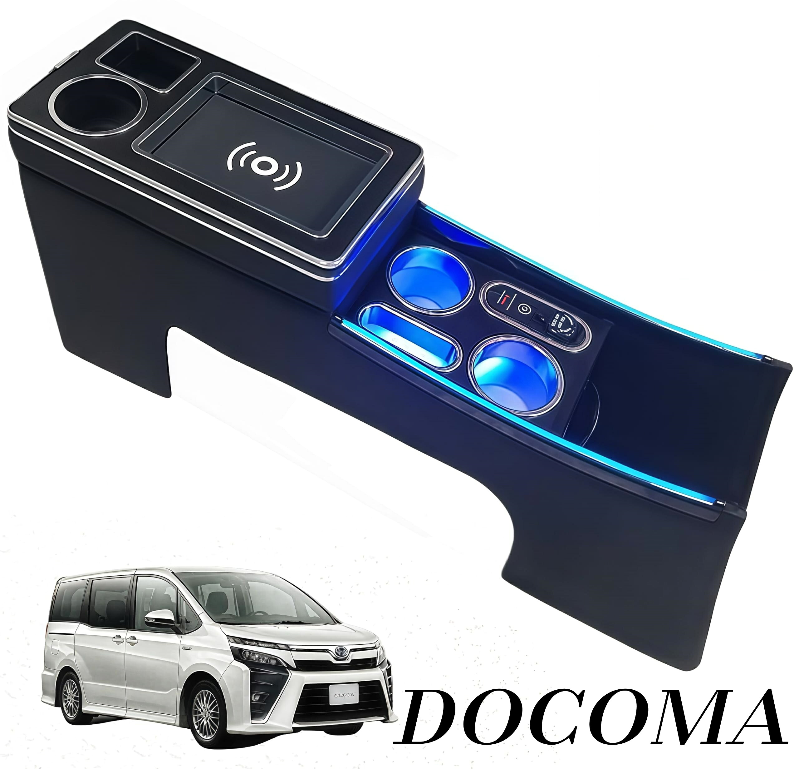 【まとめ買いで最大500円OFFクーポン!】【送料無料】車 VOXY NOAH 80系 ハイブリッド 専用 アームレスト ヴォクシー ノア エスクァイア 適用 80系 ハイブリッド センターコンソールボックス LED付き USBポート 収納便利 汎用 (ハイブリッド車専用) [並行輸入品]
