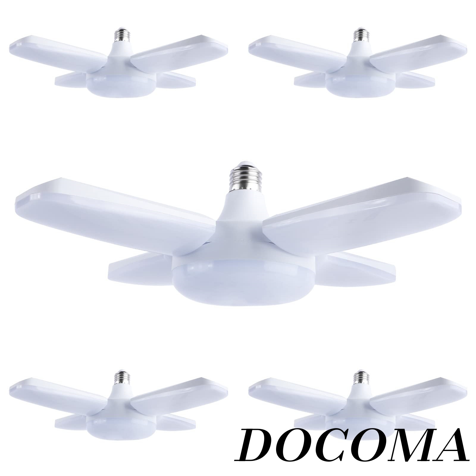 【まとめ買いで最大500円OFFクーポン!】【送料無料】ガレージライト 工事用ライト 5個 LEDシーリングライト 60W ペンダントライト 作業灯 E26 LED電球 5灯式 昼白色 6500K 天井照明 ダイニング 折りたたみ式 角度調節可能 省エネ 高輝度 PSE認証済み