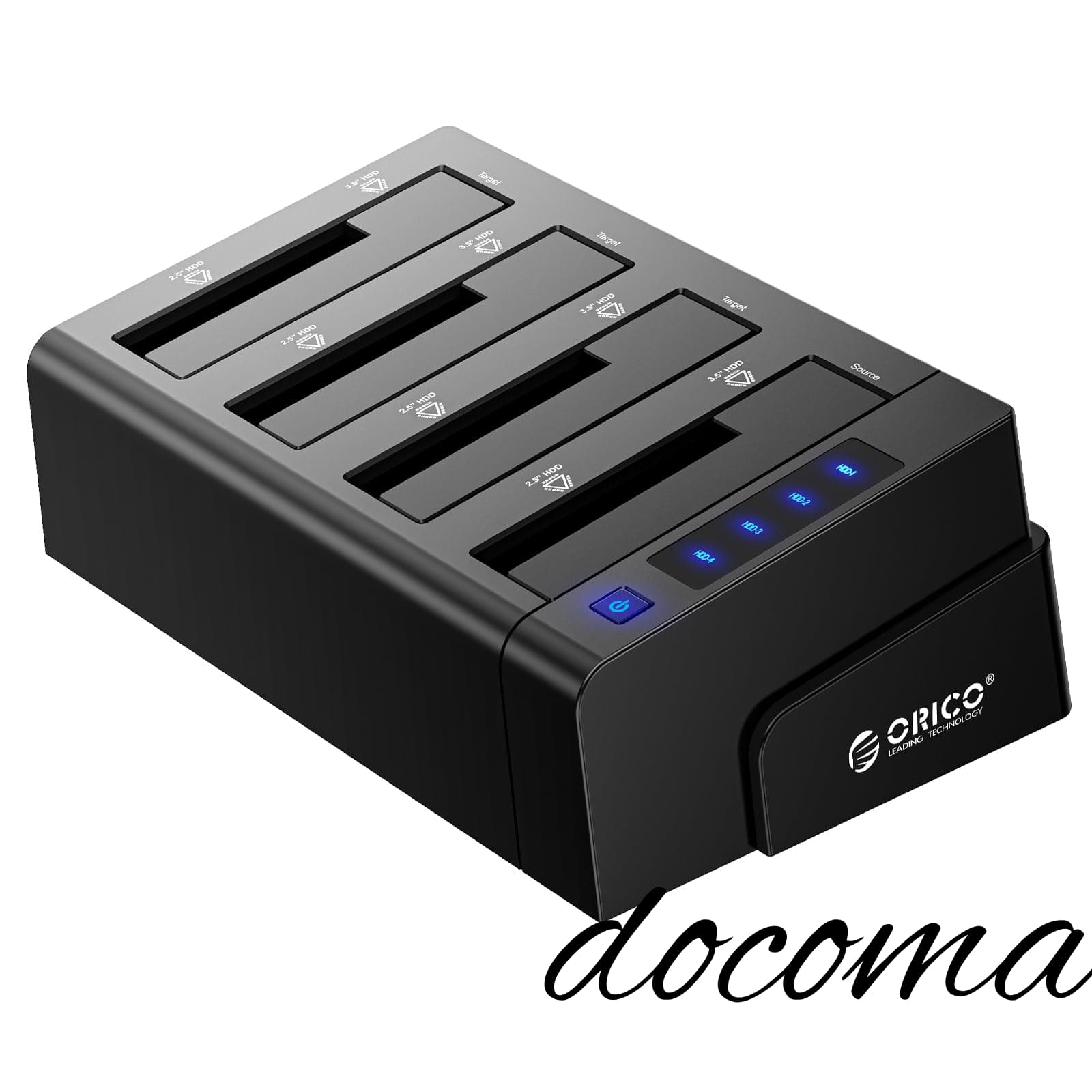 【送料無料】USB3.0 HDDケース クローン機能付き 2.5 / 3.5インチ SATA HDD/SSD 対応 4ベイ ハードディスクケース 工具不要 10TB*4台対応 電源アダプター付 ブラック 6648US3|ドゥコマ