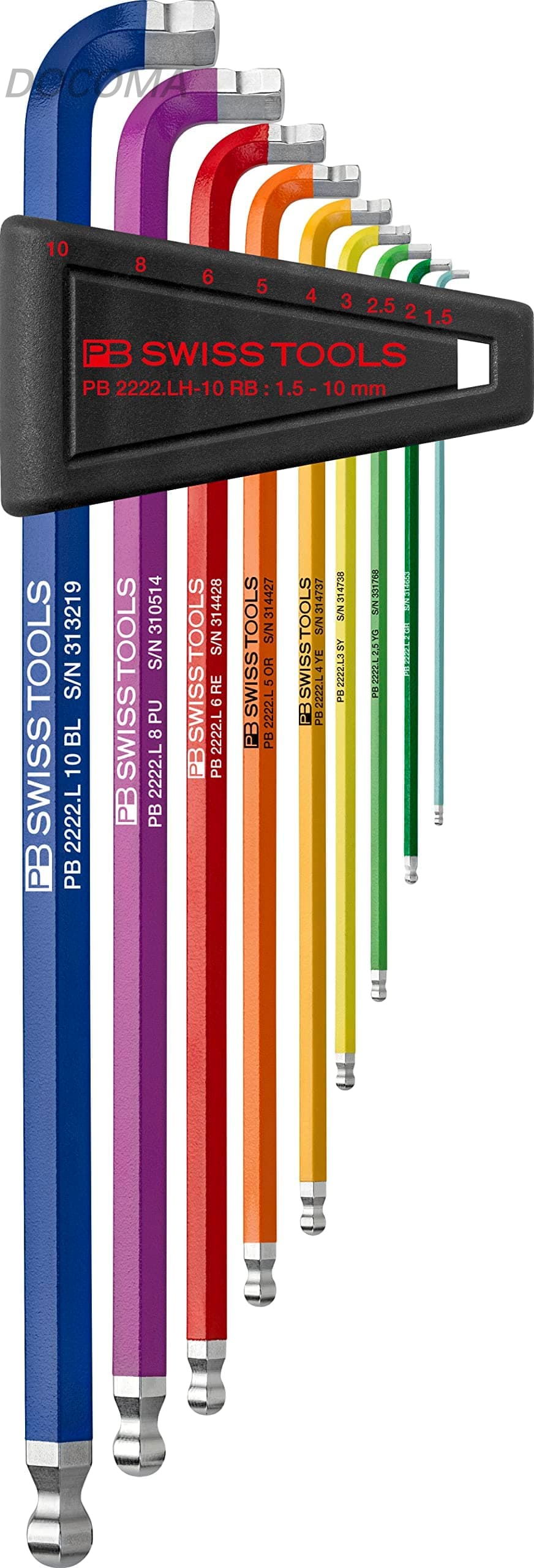 【送料無料】SWISS TOOLS マルチアングルレインボー六角レンチセット 2222LH-10RBCN｜ドゥコマ