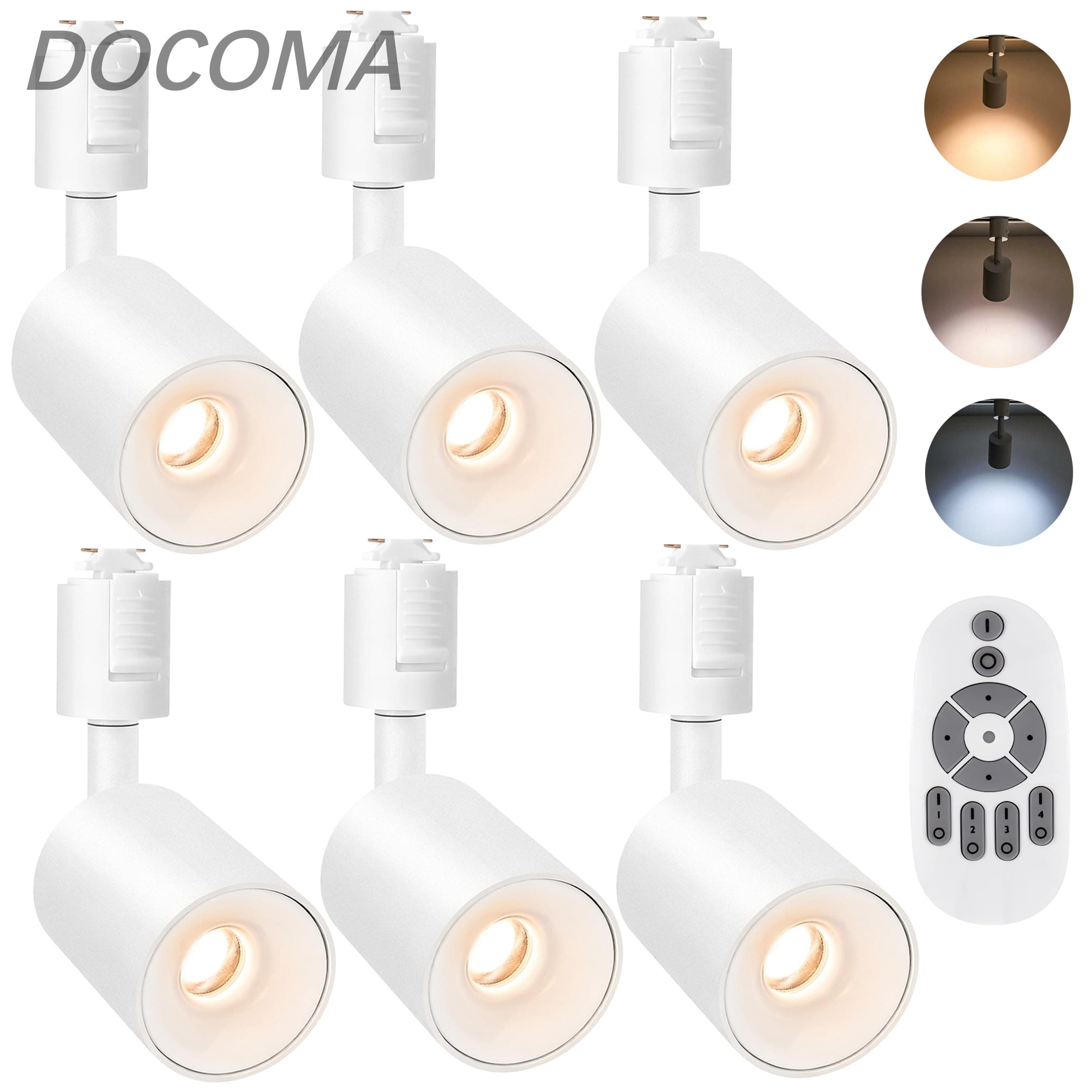 【送料無料】ダクトレール スポットライト 調光調色 ダクトレールライト 100W形相当 大光量1200lm ledスポットライト 照明器具 ダクトレール 照明 おしゃれ 角度可動 COB 10W 演色性Ra96.5 器具一体型 電球不要 取付簡単 リモコン付き (ホワイト+6個入り)|ドゥコマ