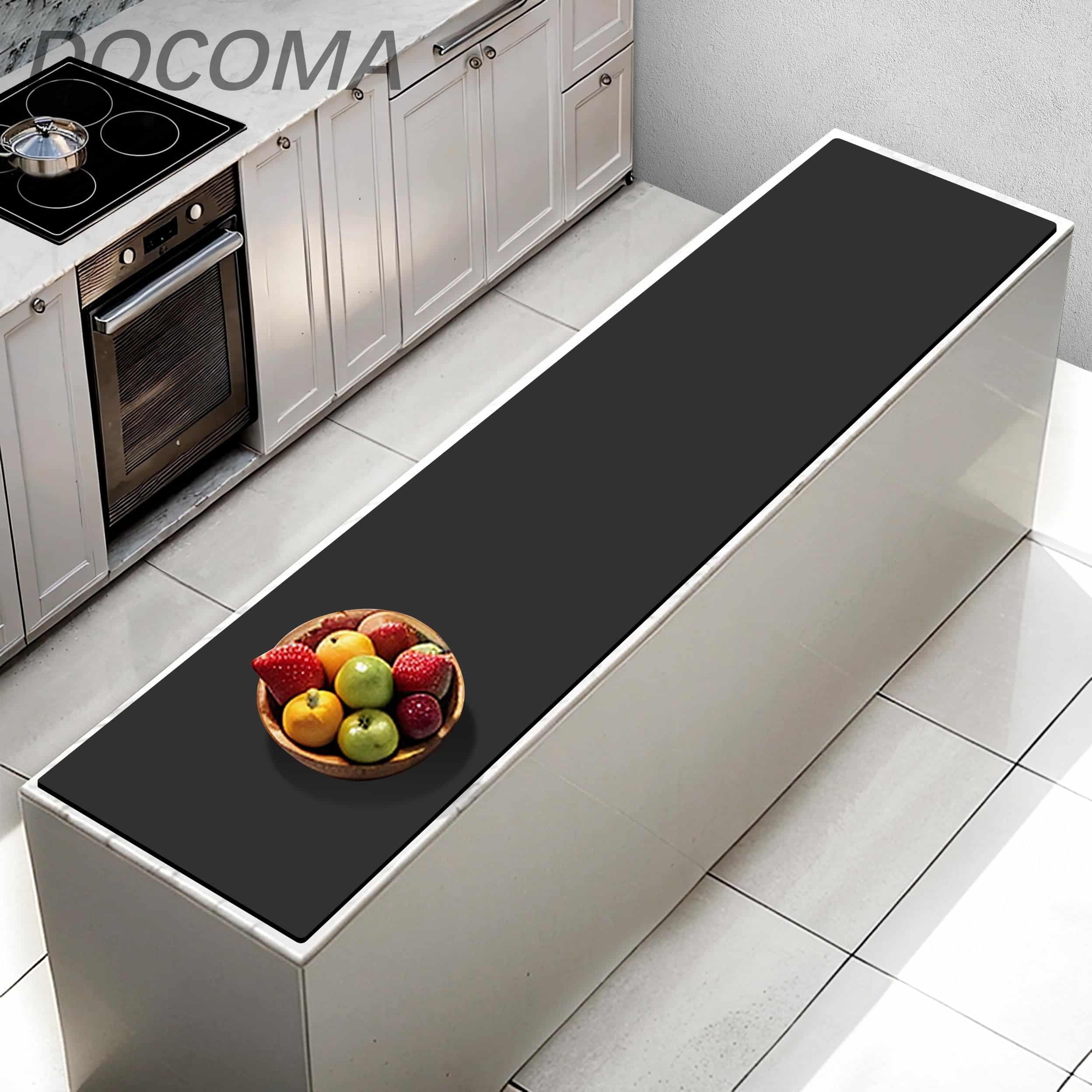 【送料無料】Aechy 調理台保護マット 特大シリコンマット 200×50cm キッチンカウンターマット 厚さ2mm カット可能 耐熱250℃ 滑り止め 傷防止 防汚 防水 吸音 丸めて収納 ブラック|ドゥコマ