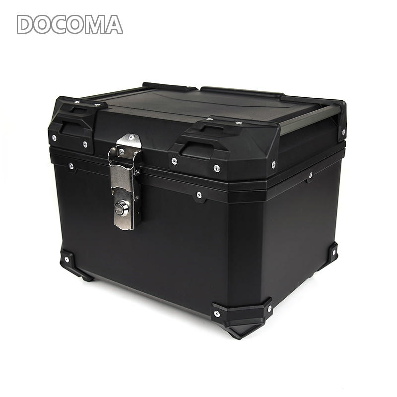 【送料無料】HI-LINE バイクリアボックス 汎用 45L 大容量 防水 トップケース ABS樹脂製 軽量 簡単取り付け ヘルメット収納可能 キーロック可能 取り付けベース付き レストバック付き バイクトランク バイクボックス｜ドゥコマ