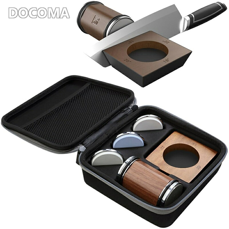 【送料無料】ロールシャープナー 手動包丁研ぎ器 - あらゆる硬度の鋼に対応したダイヤモンドとコランダム砥石ディスクを備えたナイフ研ぎ器 15°/18°/20 °/22° の多機能磁気角度ベース付き|ドゥコマ