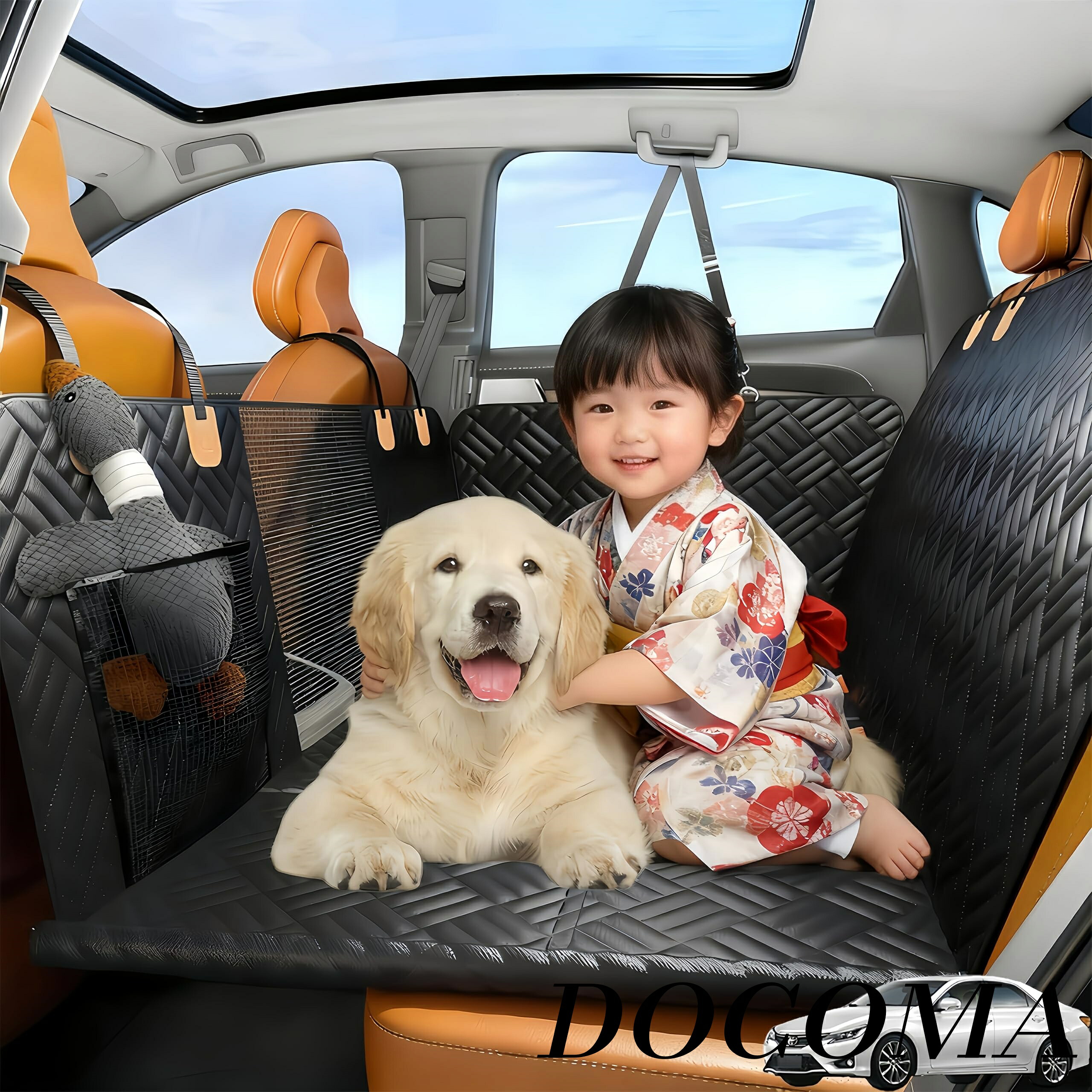 【まとめ買いで最大500円OFFクーポン!】【送料無料】シート ペットドライブシート 車 犬 後部座席 犬 車用ベッド 犬ドライブシート 【業界新開発・8枚硬質ボード・両側ファスナー固定】安定?快適 可視メッシュ窓＆収納ポケット付き 丈夫な多層構造 防水?防汚?耐摩耗?滑り止め