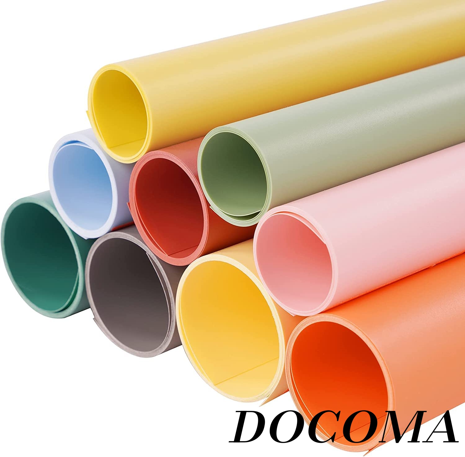 【まとめ買いで最大500円OFFクーポン!】【送料無料】PVC 背景紙 100cm x 150cm バックペーパー グレー/グリーン/イエロー/オレンジ/ライトブルー/レッド/ベビーピンク/クリームイエロー/ダークグリーンの九色セット 背景布 製品撮影 小物撮影に対応